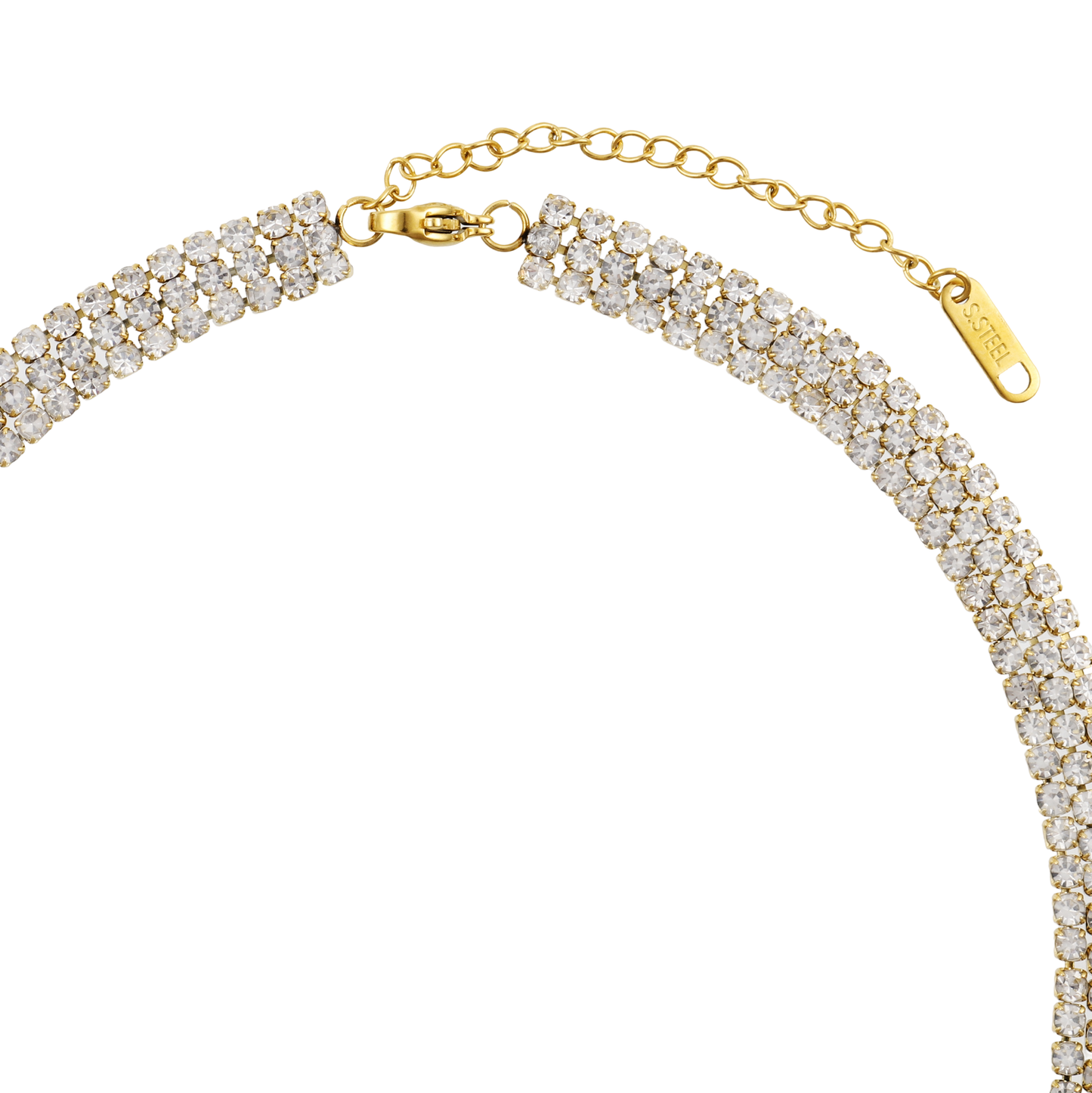 Αλυσίδα λαιμού τριπλή με ζιργκόν Mar and Mar Triple Tennis (Gold)