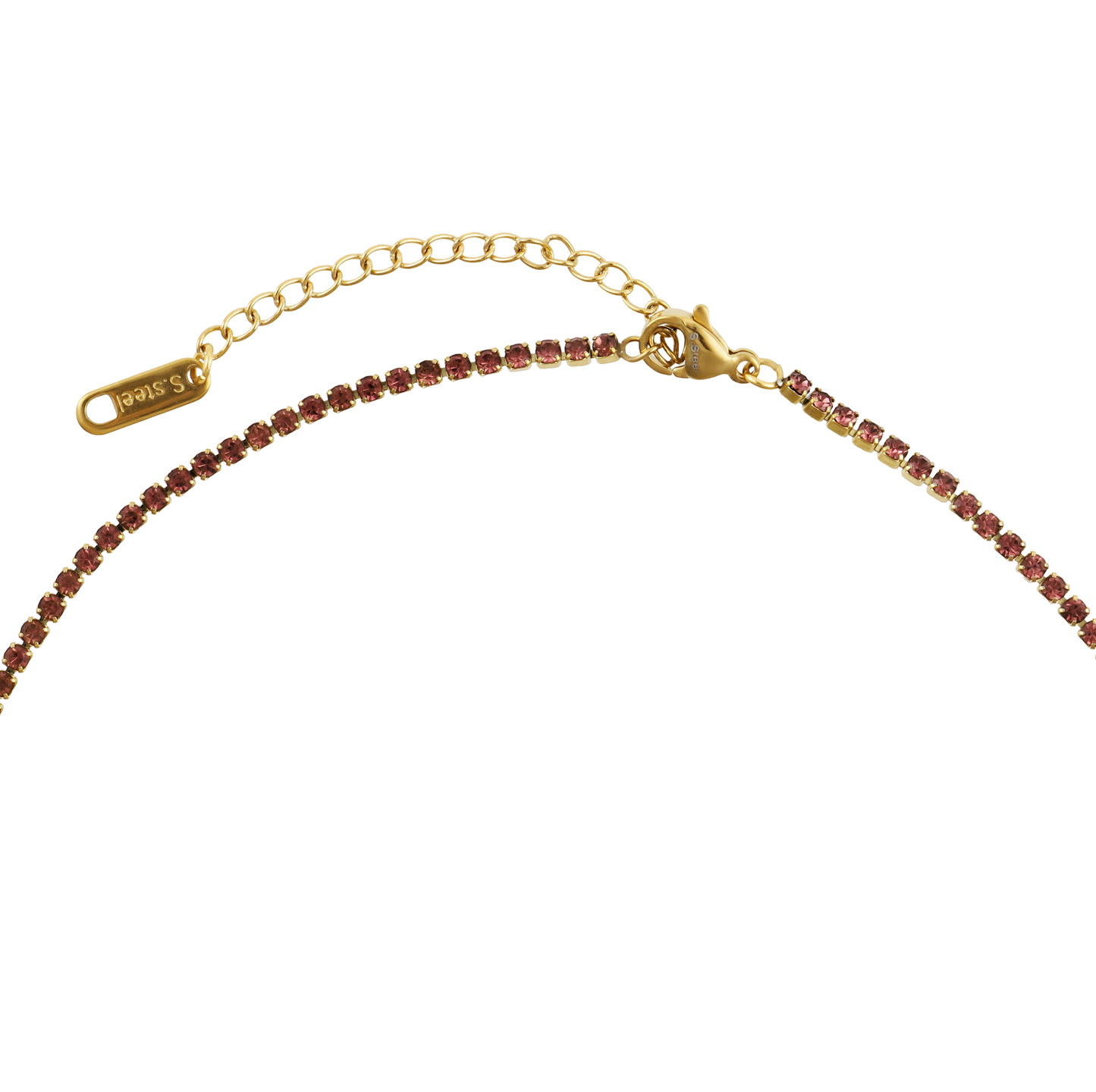 Αλυσίδα λαιμού με πέτρες ζιργκόν σε ροζ χρώμα Mar and Mar Tennis (Pink-Gold)