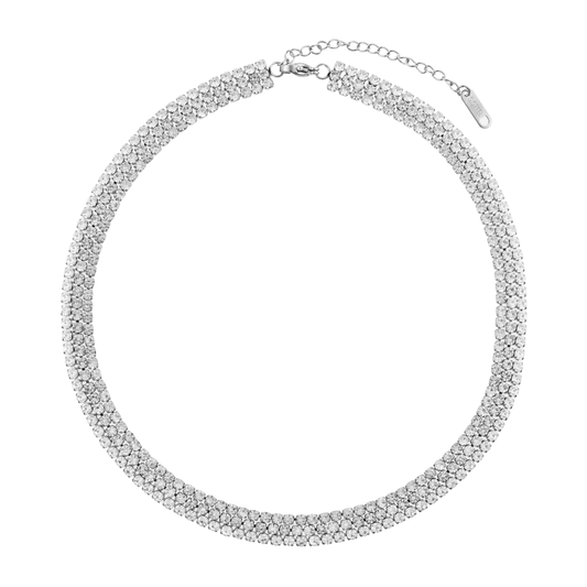 Αλυσίδα λαιμού τριπλή με ζιργκόν Mar and Mar Triple Tennis (Silver)