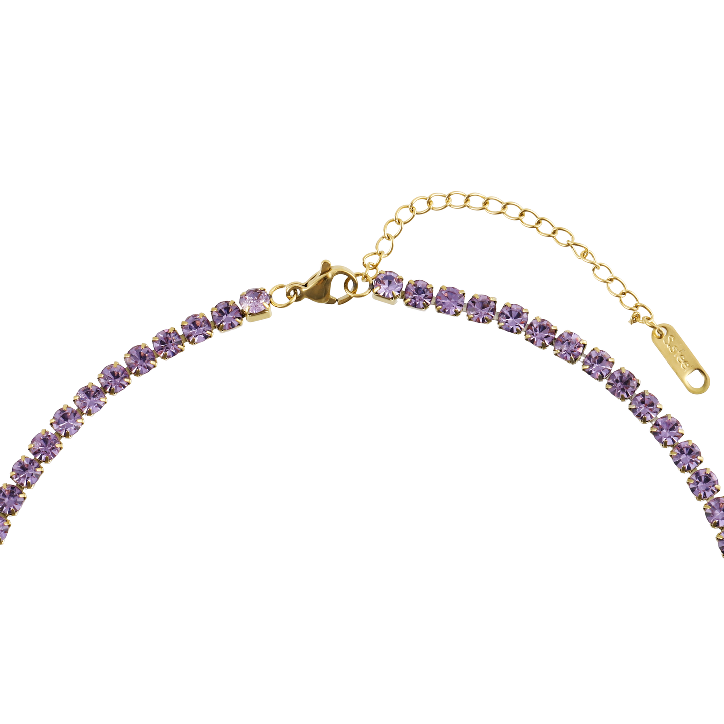 Αλυσίδα λαιμού με πέτρες ζιργκόν σε μωβ χρώμα Mar and Mar Tennis (Purple-Gold)