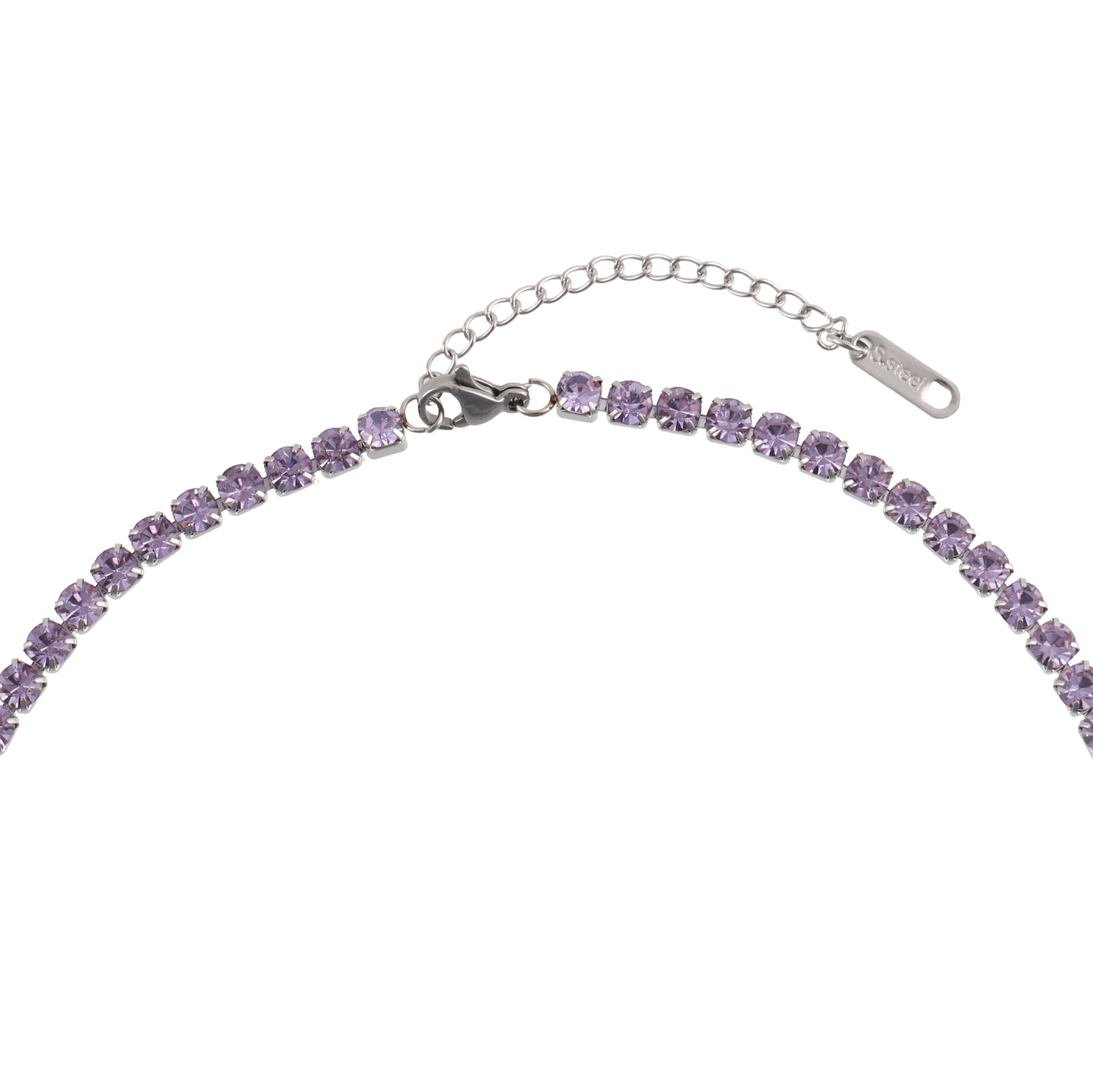 Αλυσίδα λαιμού με πέτρες ζιργκόν σε μωβ χρώμα Mar and Mar Tennis (Purple-Silver)