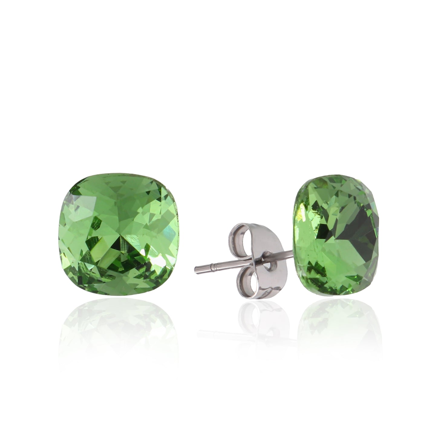 Σκουλαρίκια καρφωτά με ζιργκόν Mar and Mar Cube Studs (Green) από ανοξείδωτο ατσάλι