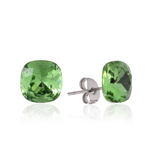 Σκουλαρίκια καρφωτά με ζιργκόν Mar and Mar Cube Studs (Green) από ανοξείδωτο ατσάλι