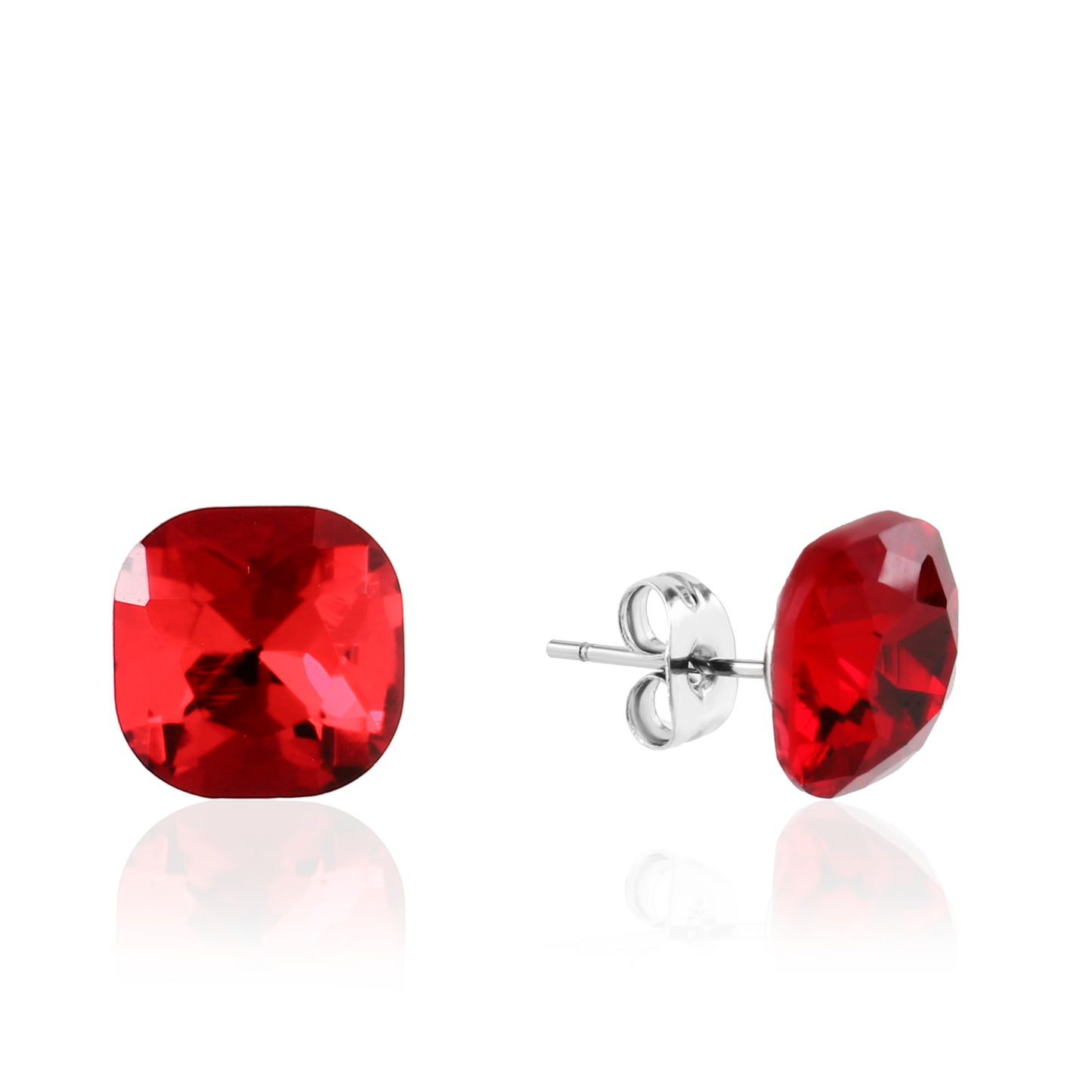 Σκουλαρίκια καρφωτά με ζιργκόν Mar and Mar Cube Studs (Red) από ανοξείδωτο ατσάλι