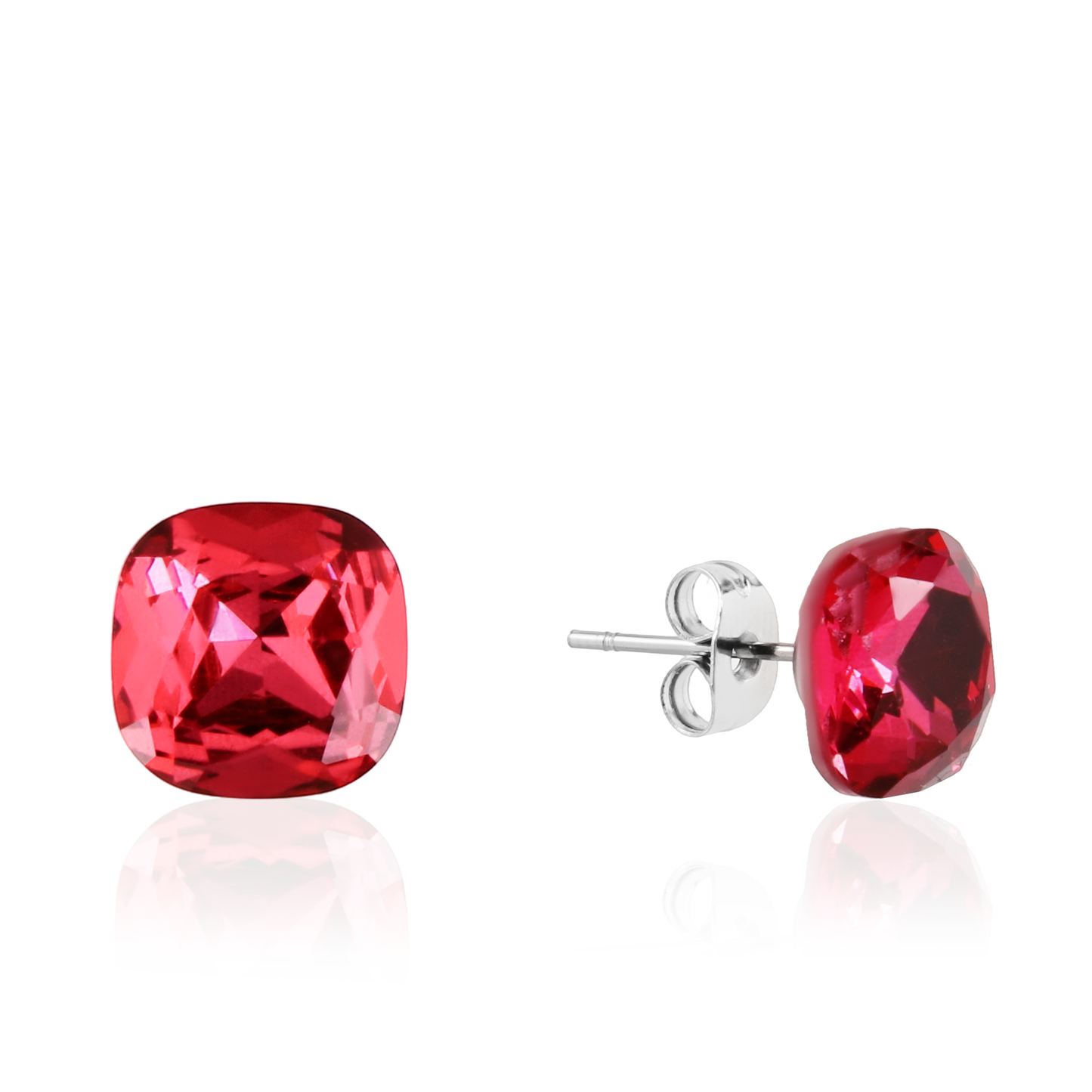 Σκουλαρίκια καρφωτά με ζιργκόν Mar and Mar Cube Studs (Magenta) από ανοξείδωτο ατσάλι