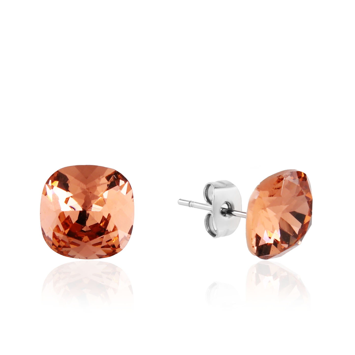 Σκουλαρίκια καρφωτά με ζιργκόν Mar and Mar Cube Studs (Peach) από ανοξείδωτο ατσάλι