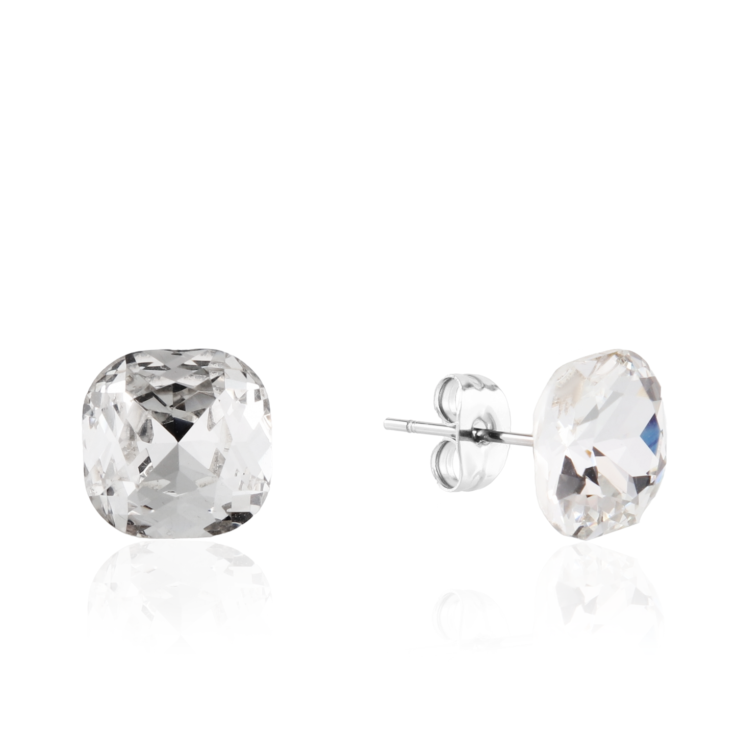 Σκουλαρίκια καρφωτά με ζιργκόν Mar and Mar Cube Studs (White) από ανοξείδωτο ατσάλι