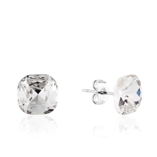 Σκουλαρίκια καρφωτά με ζιργκόν Mar and Mar Cube Studs (White) από ανοξείδωτο ατσάλι