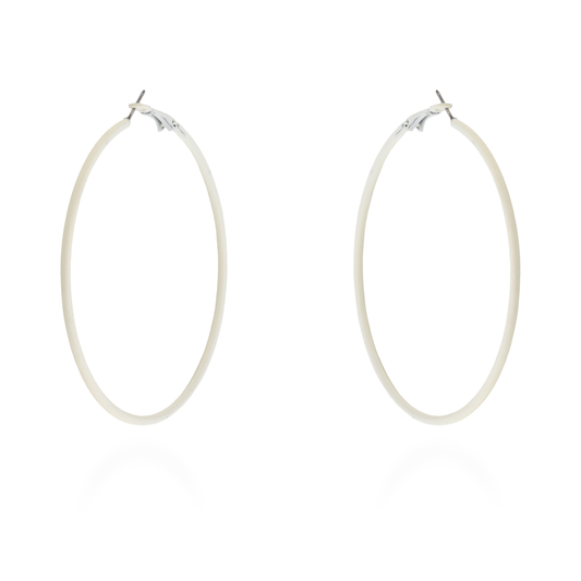 Σκουλαρίκια κρίκοι σε λευκό χρώμα Mar & Mar Funky Hoops (White)
