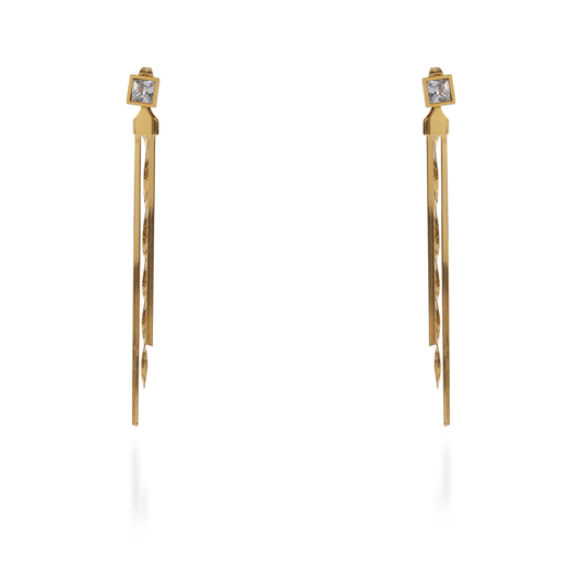 Σκουλαρίκια κρεμαστά με πέτρα ζιργκόν Mar and Mar Bennita Sparkle από ανοξείδωτο ατσάλι