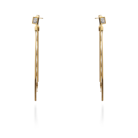 Σκουλαρίκια κρεμαστά με πέτρα ζιργκόν Mar and Mar Bennita Sparkle από ανοξείδωτο ατσάλι