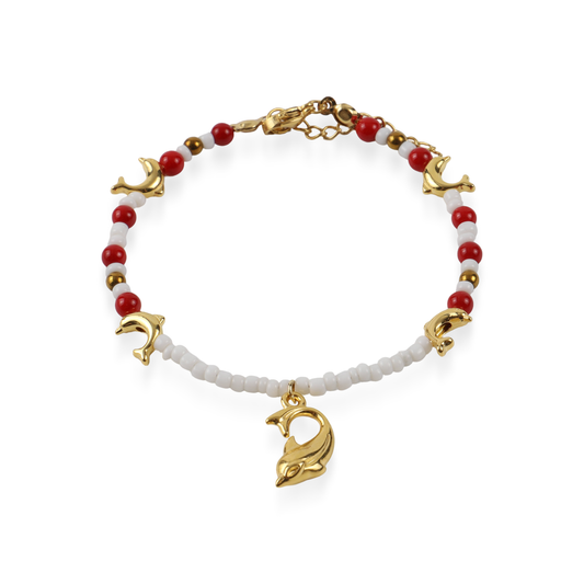 Χειροποίητο βραχιόλι με χάντρες Mar and Mar Dolphins από ανοξείδωτο ατσάλι