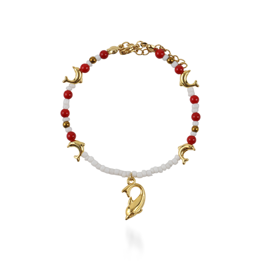 Χειροποίητο βραχιόλι με χάντρες Mar and Mar Dolphins από ανοξείδωτο ατσάλι