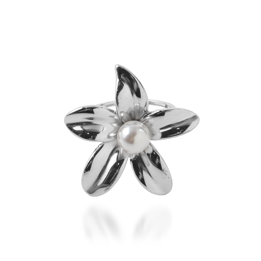 Γυναικείο δαχτυλίδι με πέρλα Mar and Mar Anemone Silver από ανοξείδωτο ατσάλι