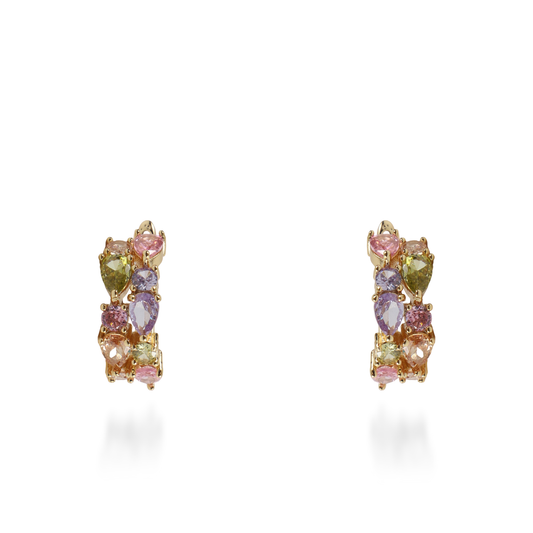 Σκουλαρίκια κρίκοι με πέτρες ζιργκόν Kailey (Light Rainbow)