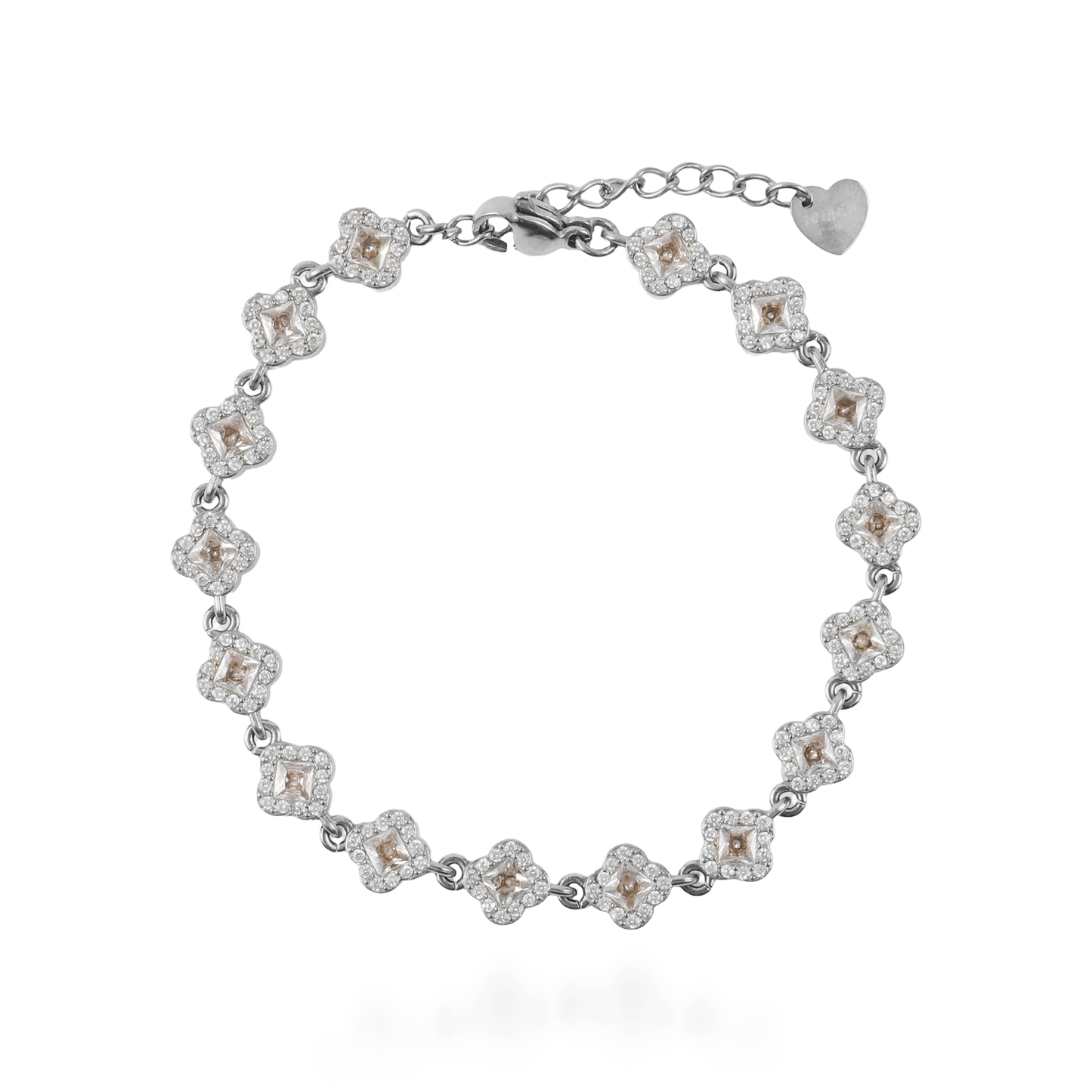 Αλυσίδα χεριού με ζιργκόν Mar and Mar Athena Clover Silver από ανοξείδωτο ατσάλι