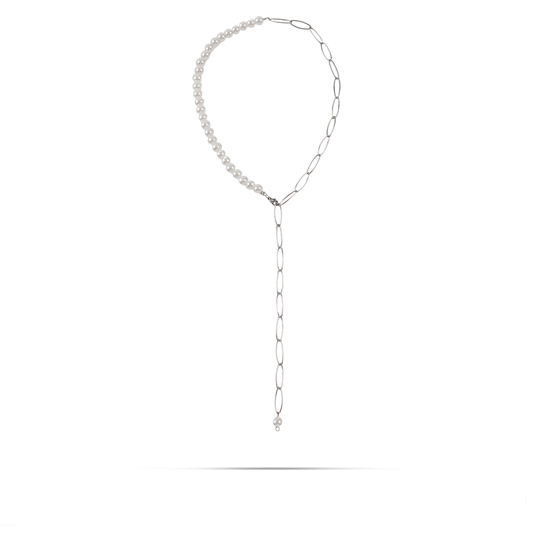 Κολιέ χειροποίητο με πέρλες Mar and Mar Ariel Tie από ανοξείδωτο ατσάλι