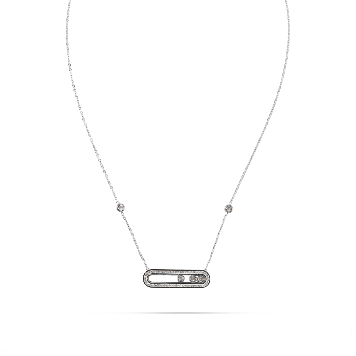 Κολιέ με πέτρες ζιργκόν Mar and Mar Palvia Sparkle Silver από ανοξείδωτο ατσάλι