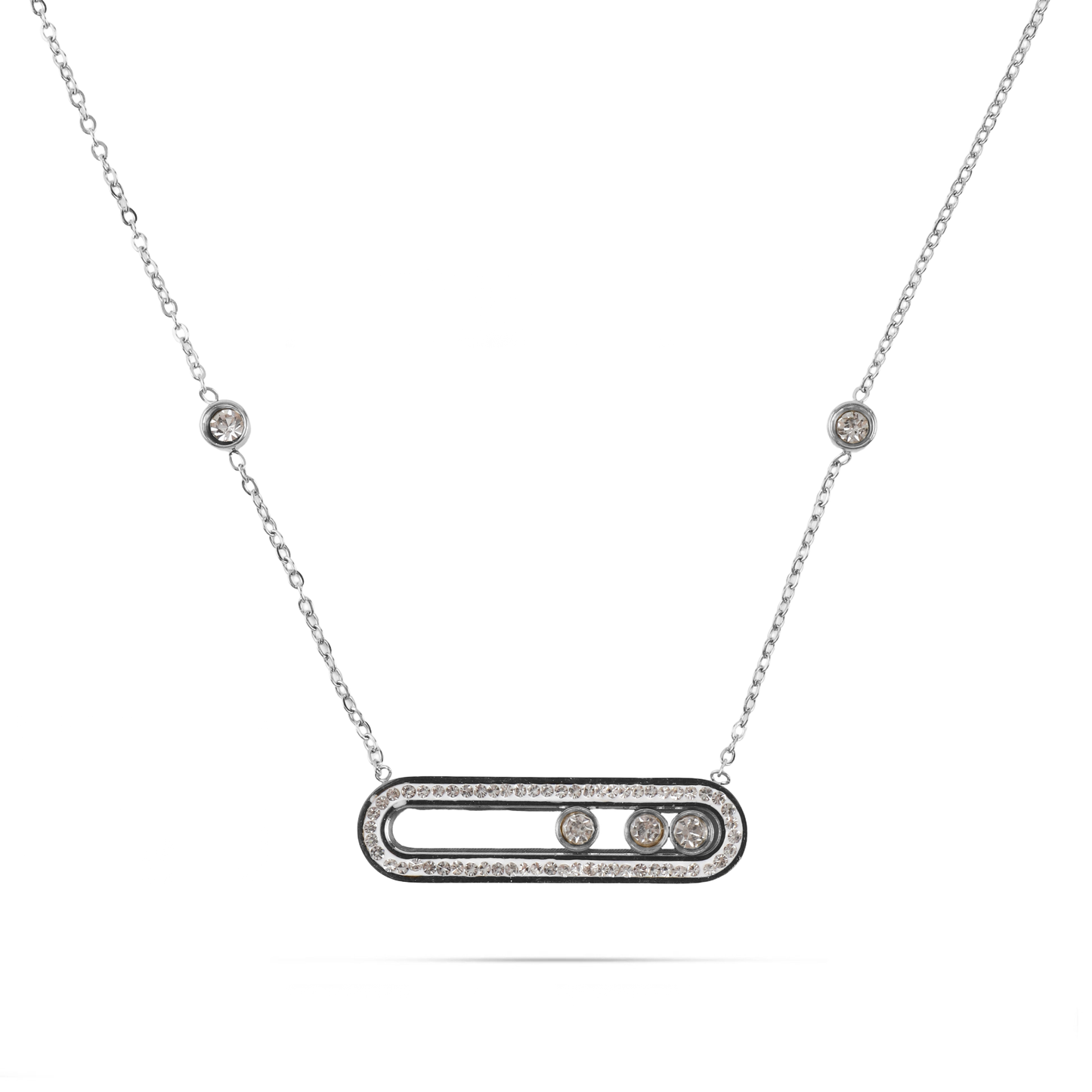 Κολιέ με πέτρες ζιργκόν Mar and Mar Palvia Sparkle Silver από ανοξείδωτο ατσάλι