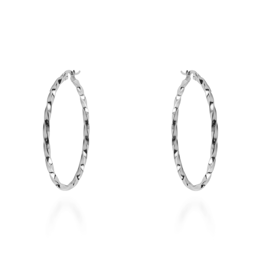 Σκουλαρίκια κρίκοι Mar and Mar Kellie Silver από ανοξείδωτο ατσάλι