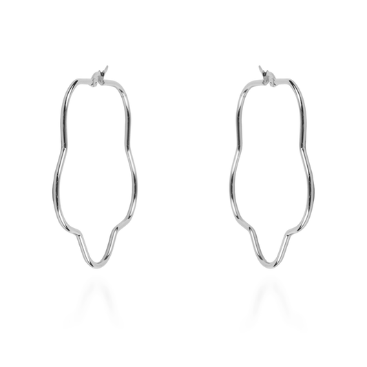 Σκουλαρίκια κρίκοι Mar and Mar Flower Silver από ανοξείδωτο ατσάλι