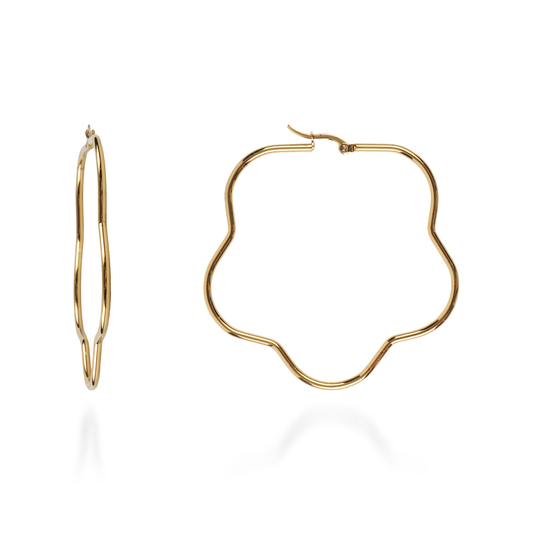 Σκουλαρίκια κρίκοι Mar and Mar Flower από ανοξείδωτο ατσάλι