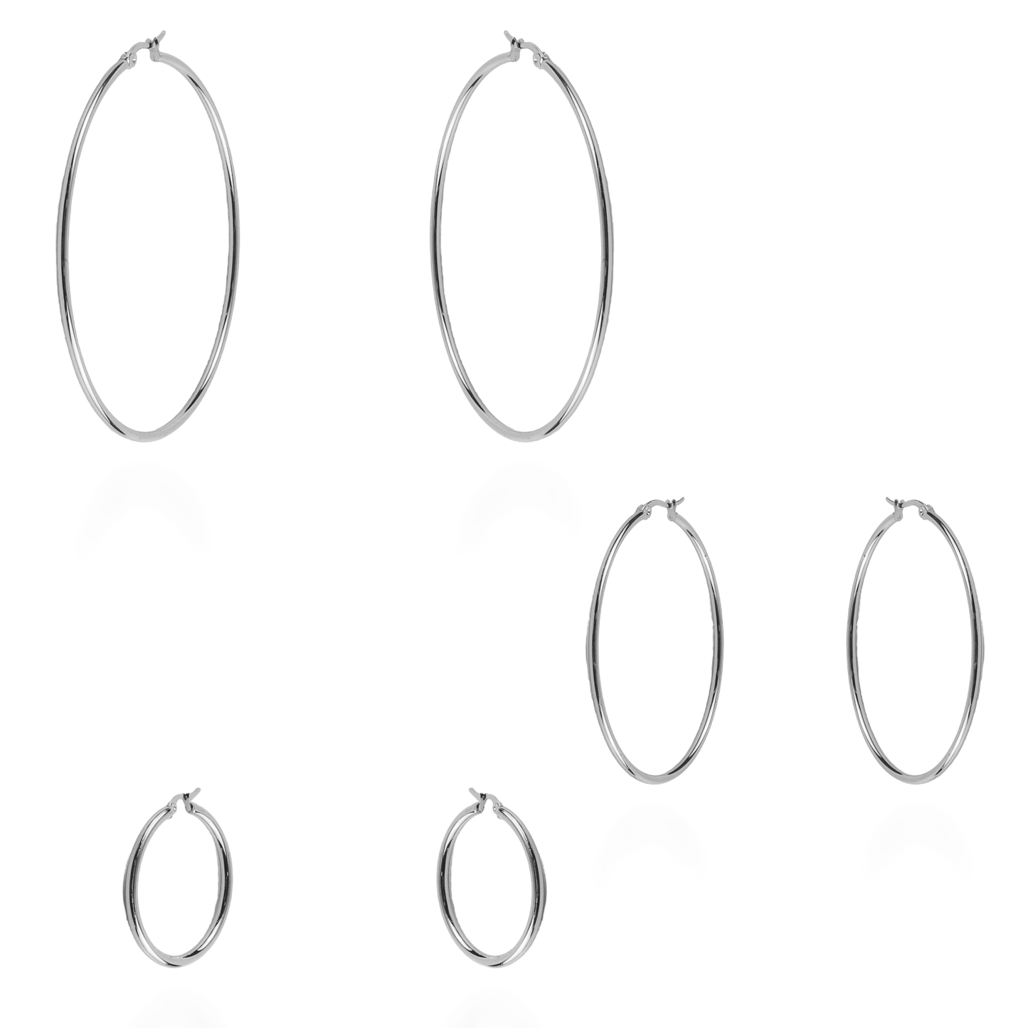 Σκουλαρίκια κρίκοι Mar and Mar Aubrey Silver από ανοξείδωτο ατσάλι