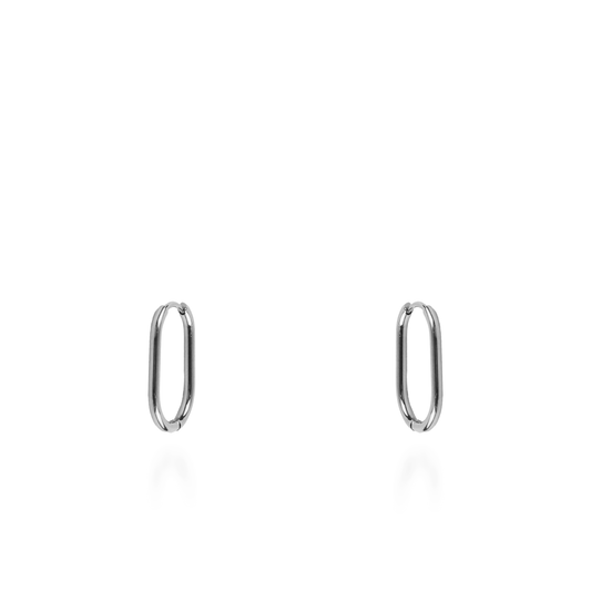 Σκουλαρίκια κρίκοι οβάλ Mar and Mar Solein Oval (Silver) από ανοξείδωτο ατσάλι