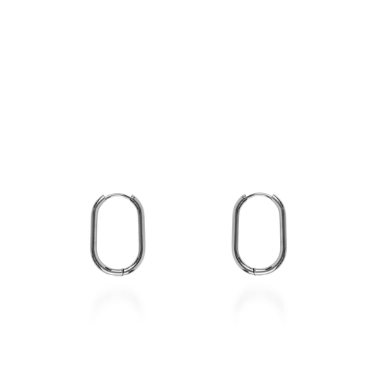 Σκουλαρίκια κρίκοι οβάλ Mar and Mar Solein Oval (Silver) από ανοξείδωτο ατσάλι