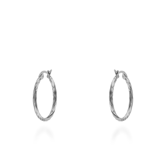 Σκουλαρίκια κρίκοι Mar and Mar Jayla (3 cm-Silver) από ανοξείδωτο ατσάλι