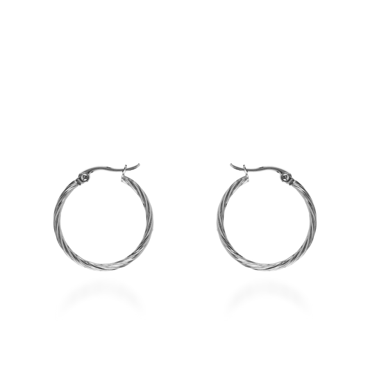 Σκουλαρίκια κρίκοι Mar and Mar Jayla (3 cm-Silver) από ανοξείδωτο ατσάλι