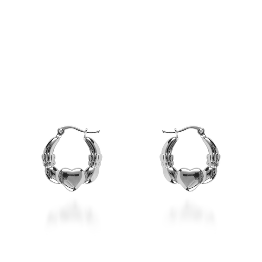 Σκουλαρίκια κρίκοι Mar and Mar Winged Heart από ανοξείδωτο ατσάλι