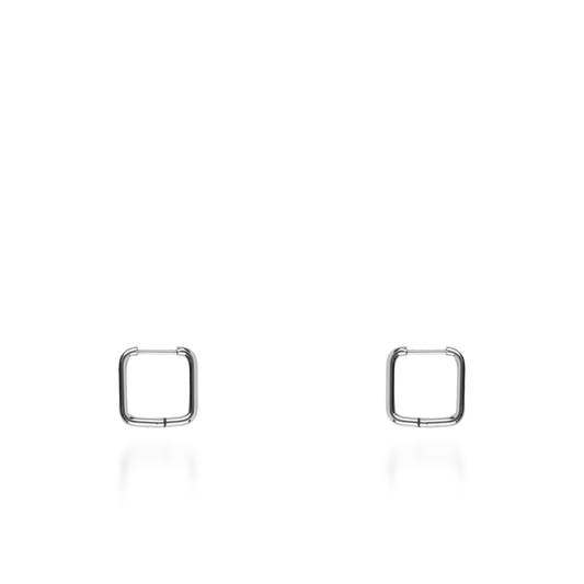 Σκουλαρίκια κρίκοι τετράγωνα Mar and Mar Solein Square (Silver) από ανοξείδωτο ατσάλι