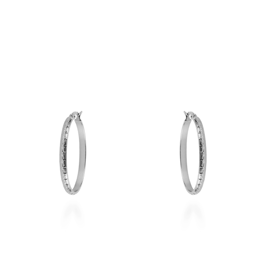 Σκουλαρίκια κρίκοι Mar and Mar Acrol (3,5 cm-Silver) από ανοξείδωτο ατσάλι