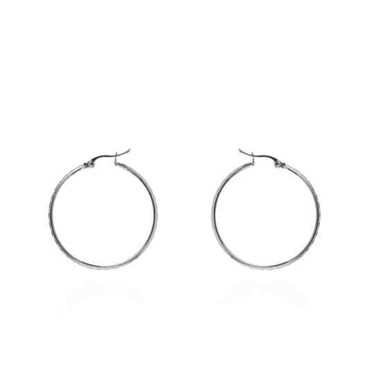 Σκουλαρίκια κρίκοι Mar and Mar Acrol (3,5 cm-Silver) από ανοξείδωτο ατσάλι