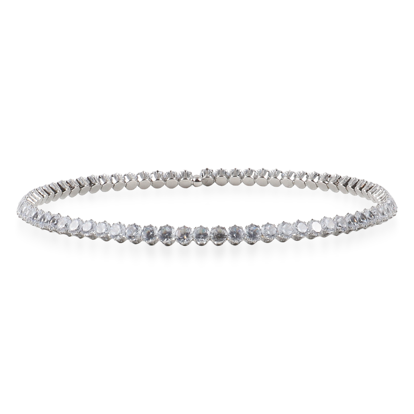 Choker με πέτρες ζιργκόν σε λευκό χρώμα Mar and Mar Tennis Choker (White-Silver)