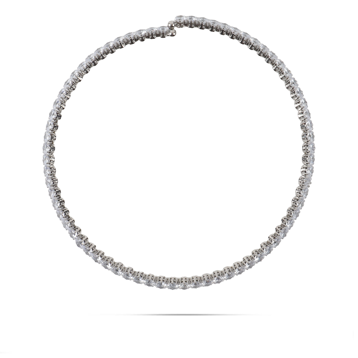 Choker με πέτρες ζιργκόν σε λευκό χρώμα Mar and Mar Tennis Choker (White-Silver)
