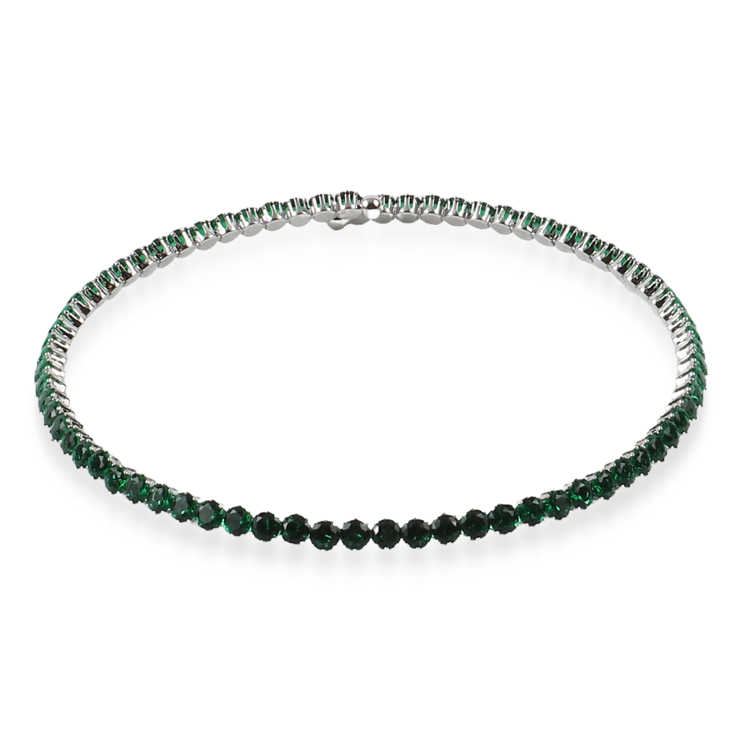 Choker με πέτρες ζιργκόν σε πράσινο χρώμα Mar and Mar Tennis Choker (Green-Silver)