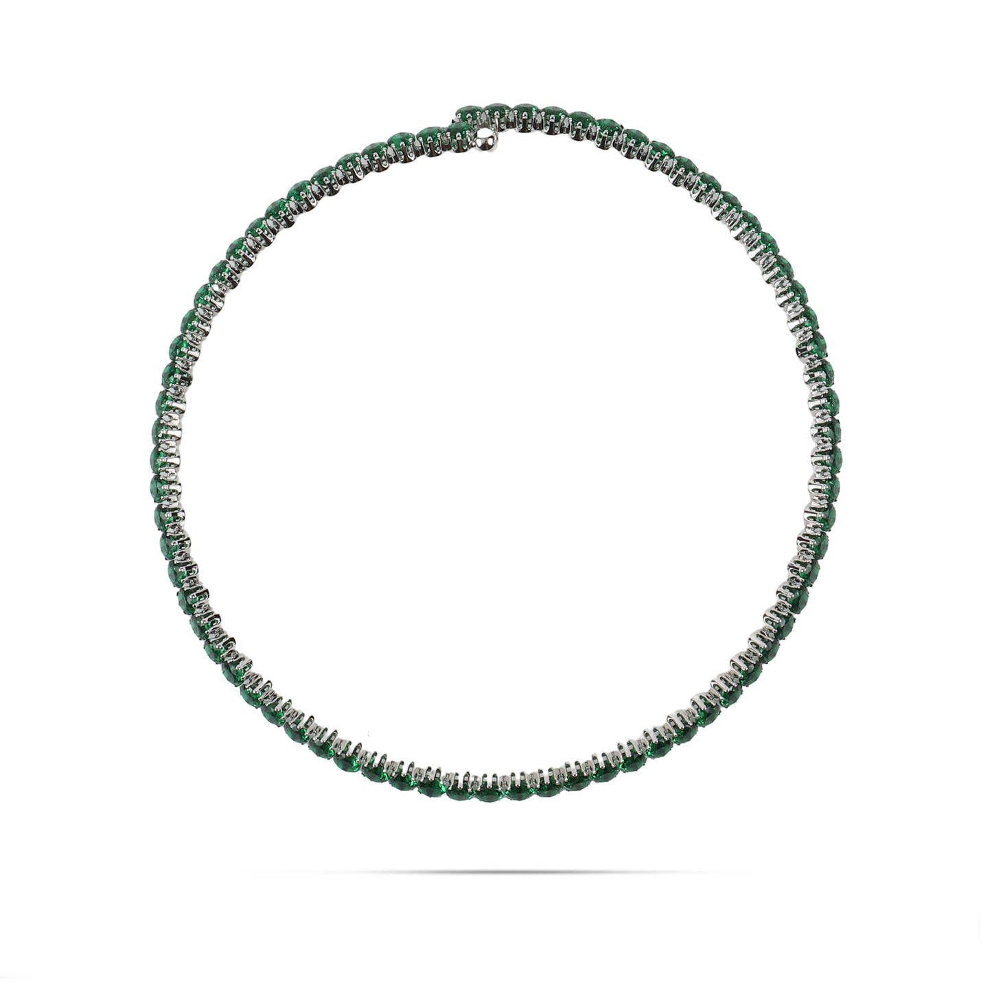 Choker με πέτρες ζιργκόν σε πράσινο χρώμα Mar and Mar Tennis Choker (Green-Silver)