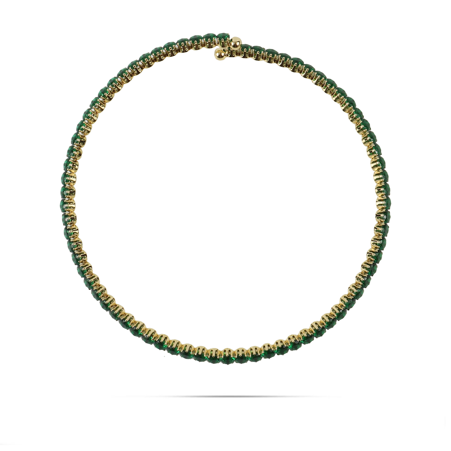 Choker με πέτρες ζιργκόν σε πράσινο χρώμα Mar and Mar Tennis Choker (Green-Gold)