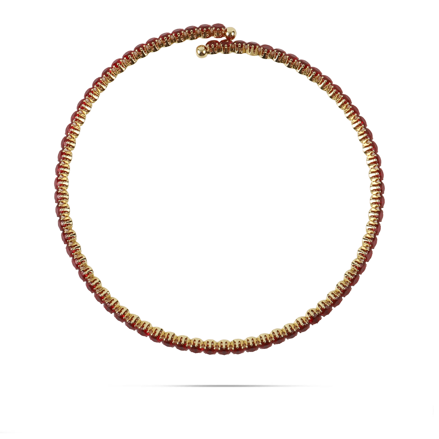 Choker με πέτρες ζιργκόν σε κόκκινο χρώμα Mar and Mar Tennis Choker (Red-Gold)