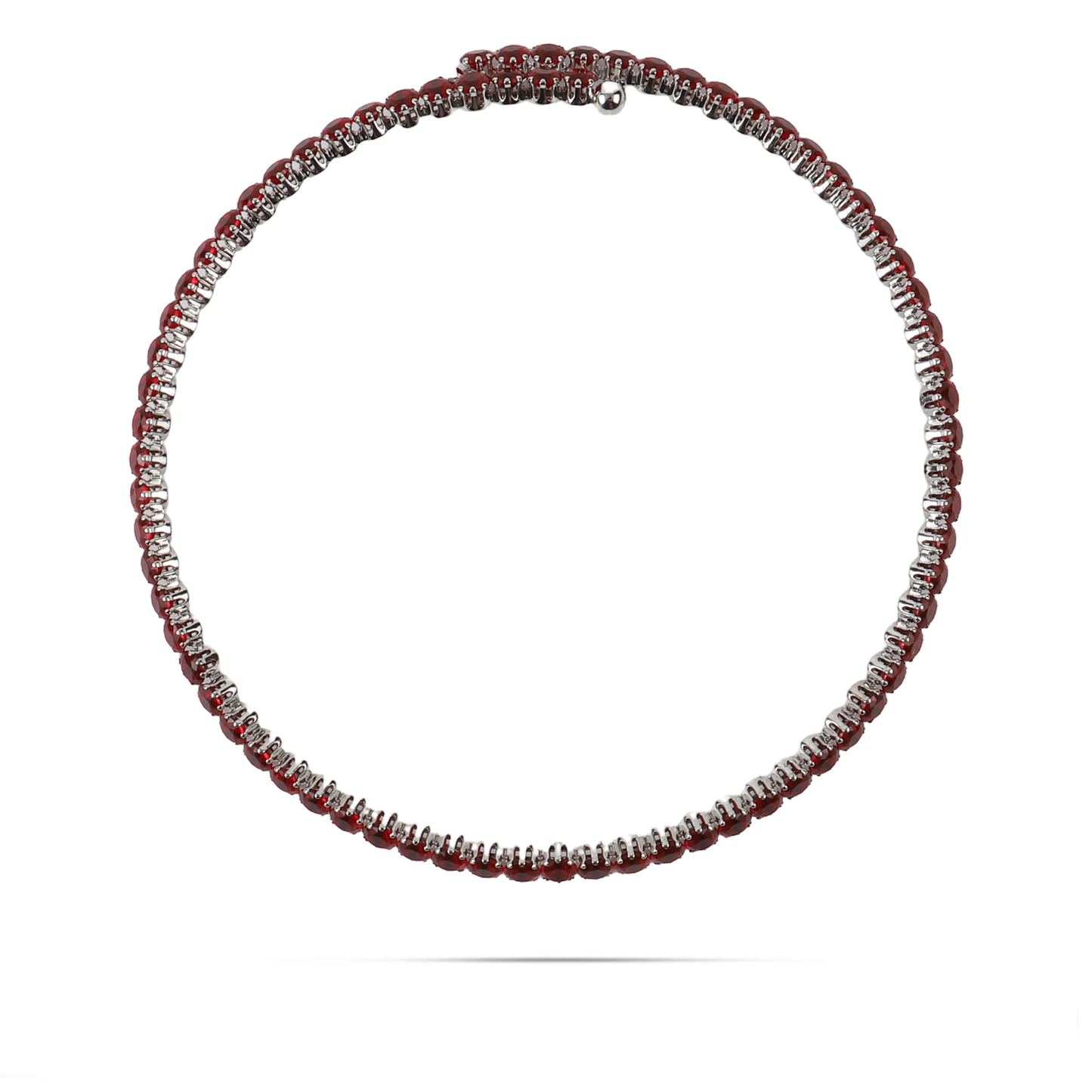 Choker με πέτρες ζιργκόν σε κόκκνιο χρώμα Mar and Mar Tennis Choker (Red-Silver)