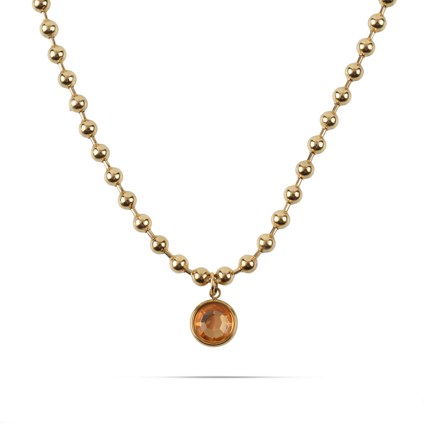 Κολιέ με χάντρες και πέτρες ζιργκόν Mar and Mar Azure (Peach) από ανοξείδωτο ατσάλι