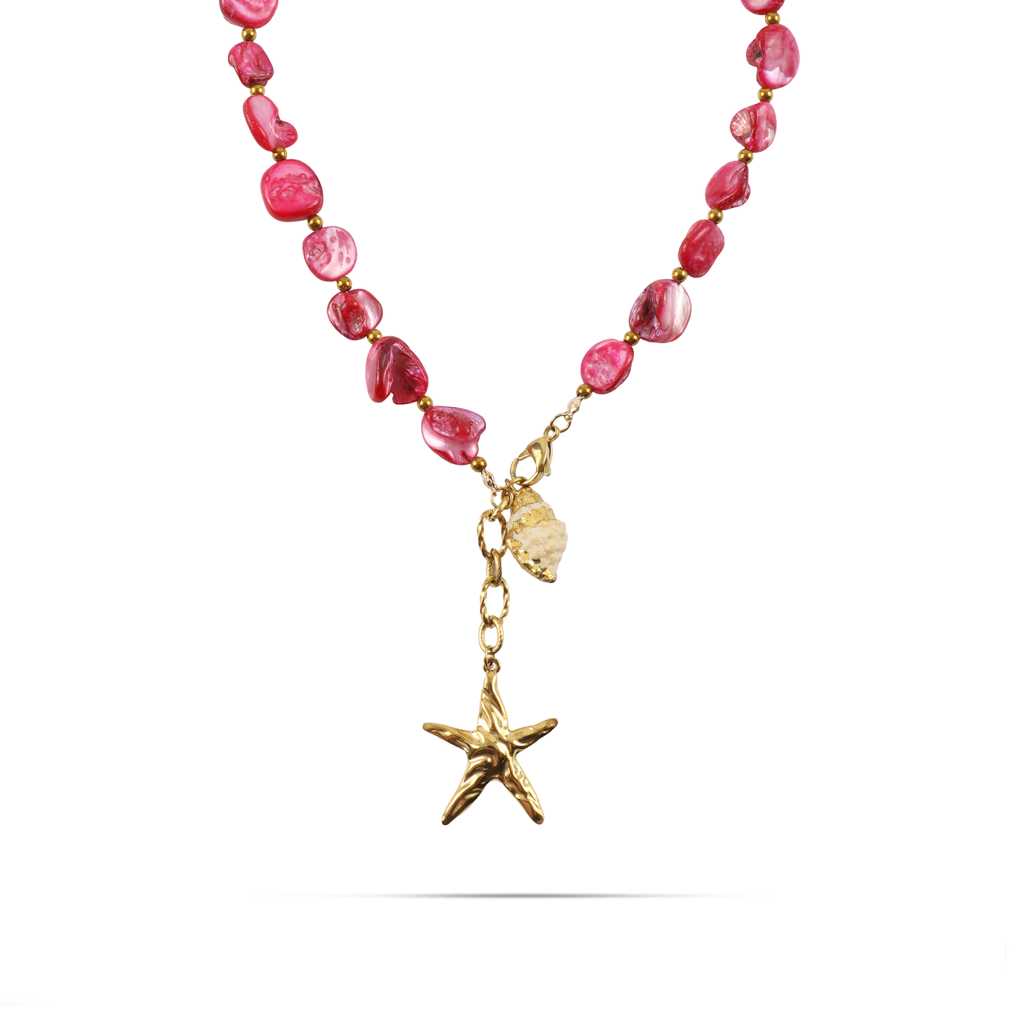 Χειροποίητο κολιέ με φυσικά κοχύλια/κοράλια Mar and Mar Coralia από ανοξείδωτο ατσάλι