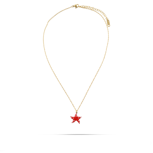 Κολιέ με κρεμαστό αστερία Mar and Mar Starfish Red από ανοξείδωτο ατσάλι