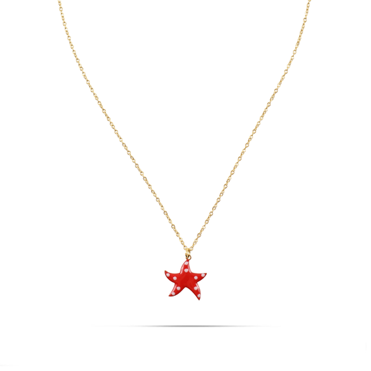 Κολιέ με κρεμαστό αστερία Mar and Mar Starfish Red από ανοξείδωτο ατσάλι