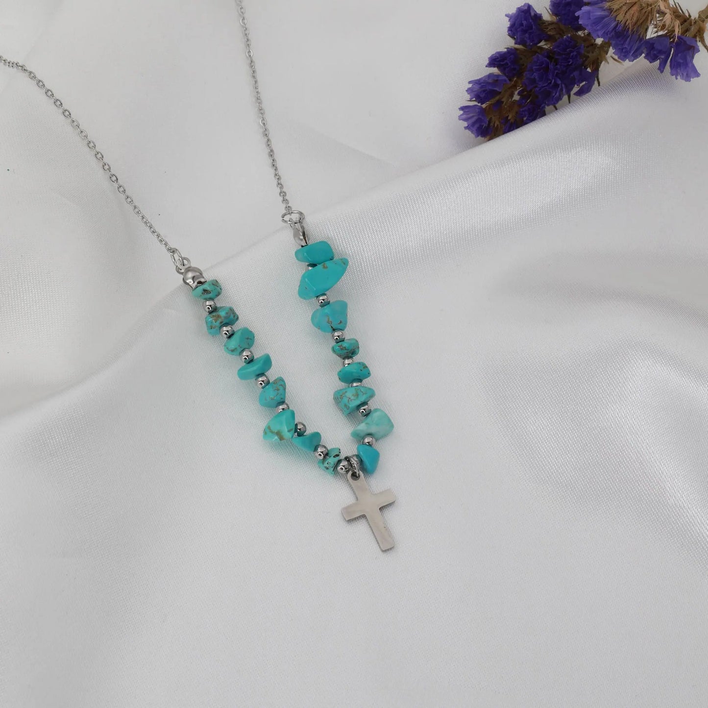 Κολιέ σταυρός με χάντρες Yubia Cross