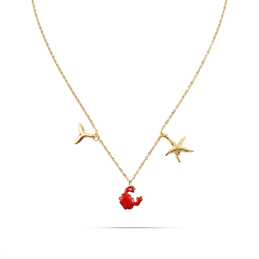 Κολιέ με καλοκαιρινά κρεμαστά Mar and Mar Oceanfolk από ανοξείδωτο ατσάλι