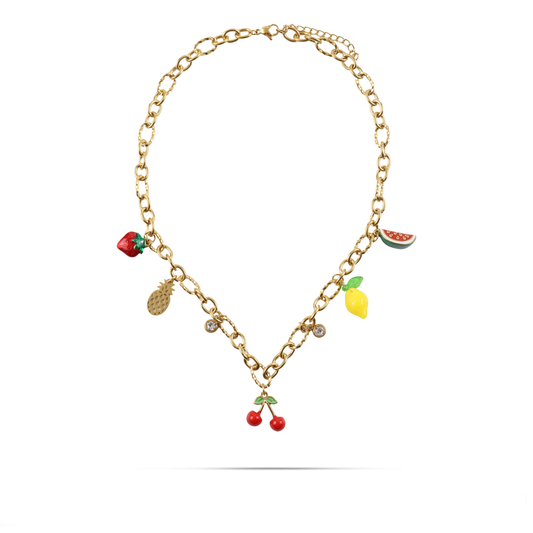 Χειροποίητο κολιέ με κρεμαστά φρούτα Mar and Mar Soraya από ανοξείδωτο ατσάλι