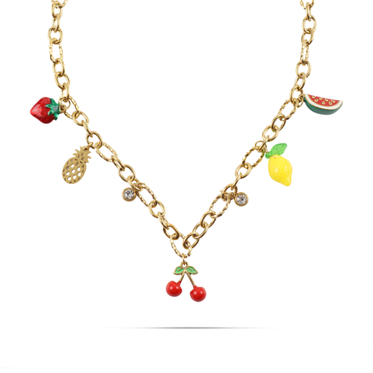 Χειροποίητο κολιέ με κρεμαστά φρούτα Mar and Mar Soraya από ανοξείδωτο ατσάλι